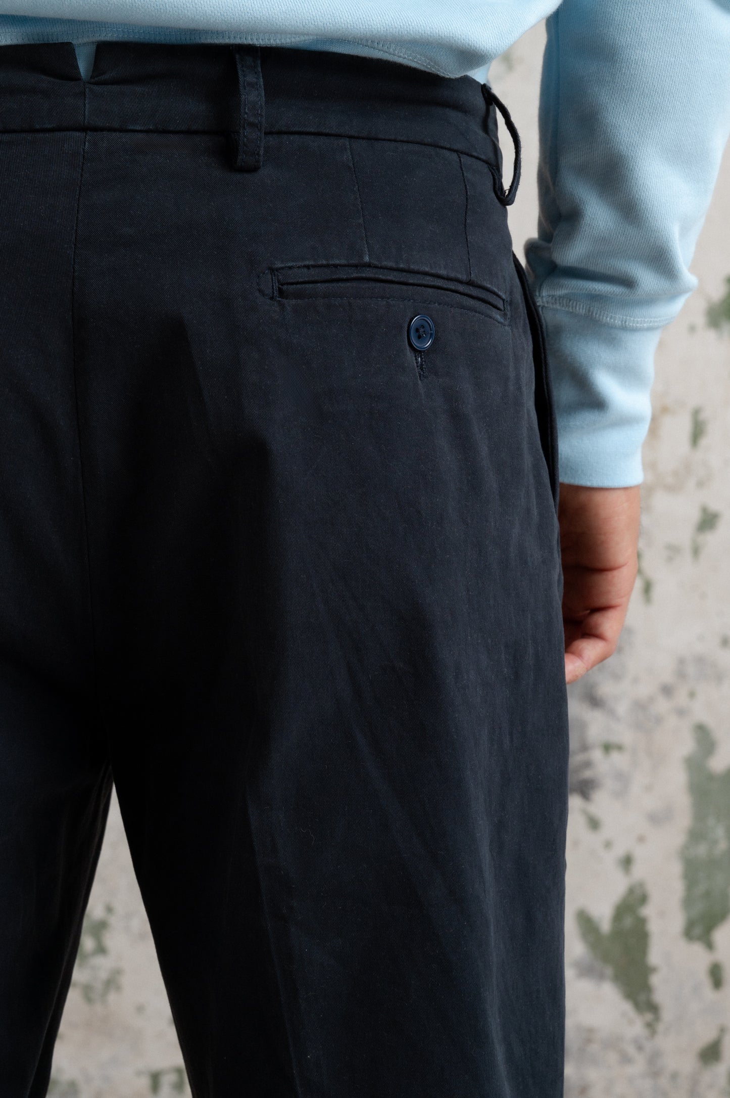 Double Pleat Navy Pants