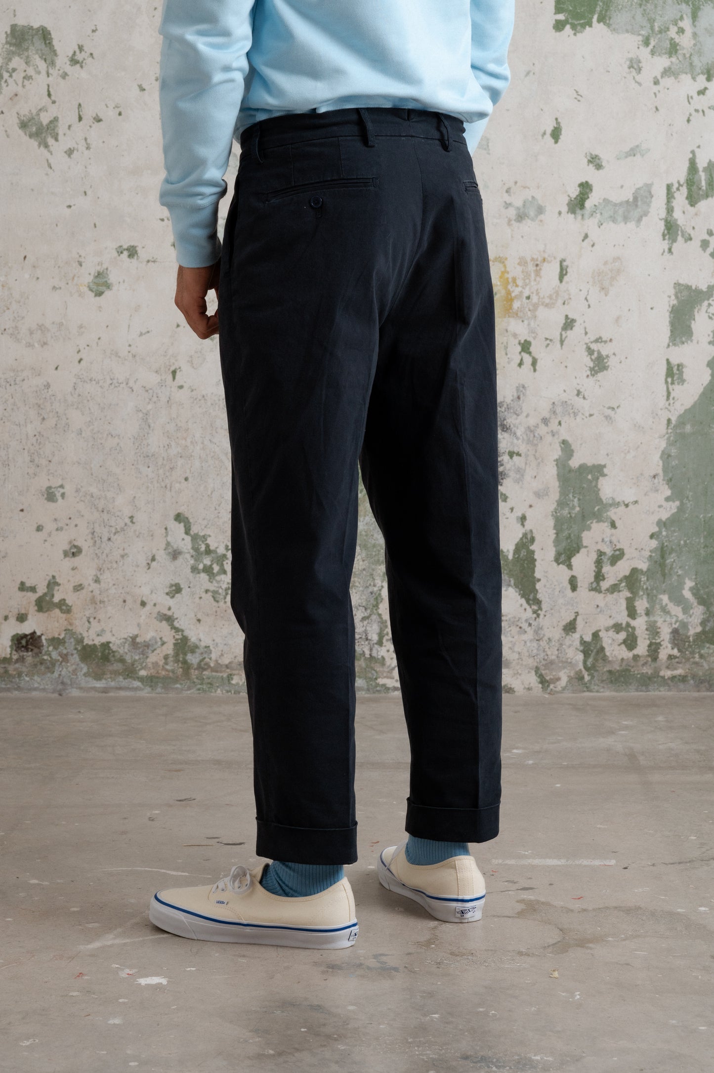 Double Pleat Navy Pants