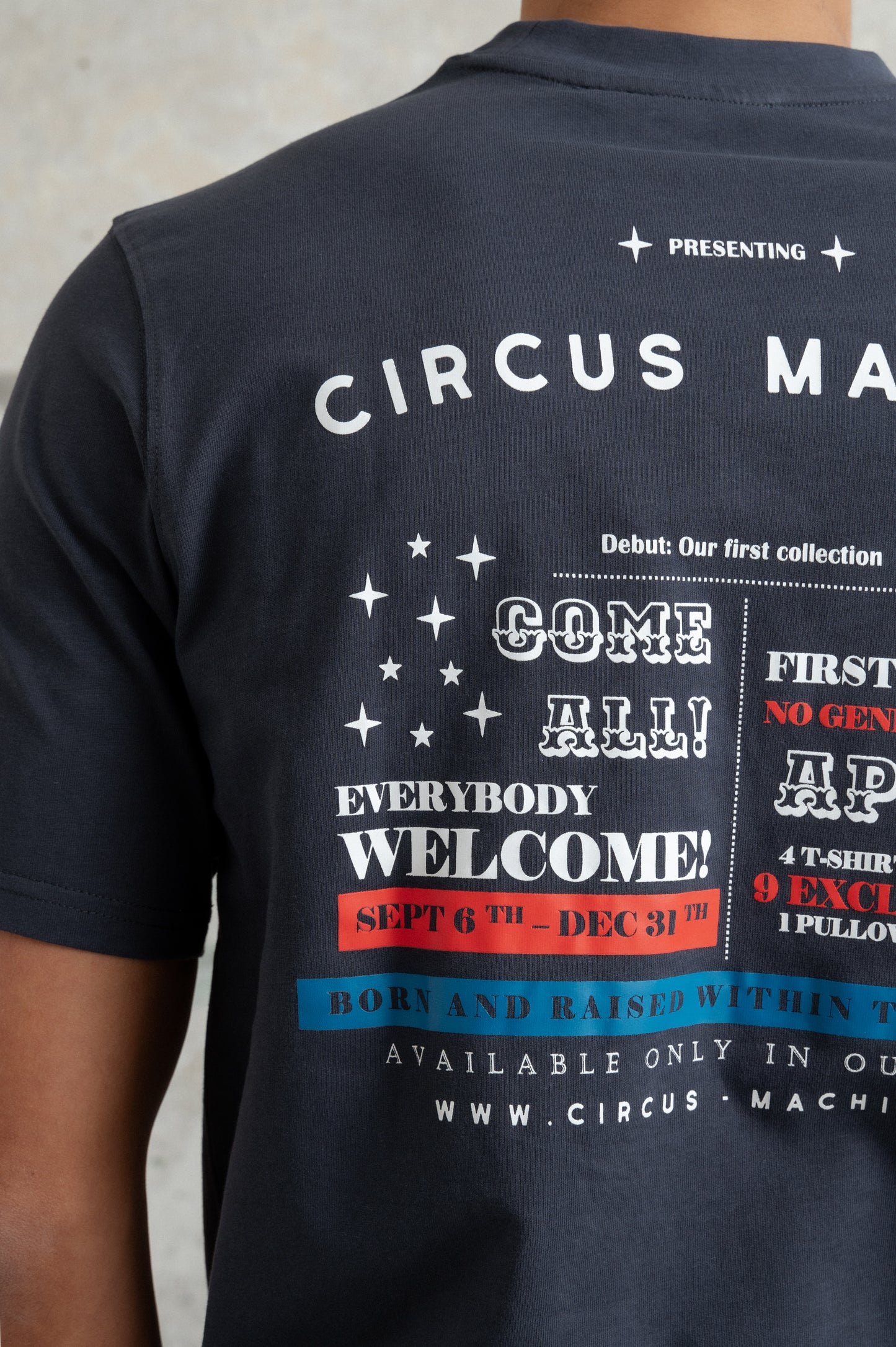 Tee navy Front Patch Back Print