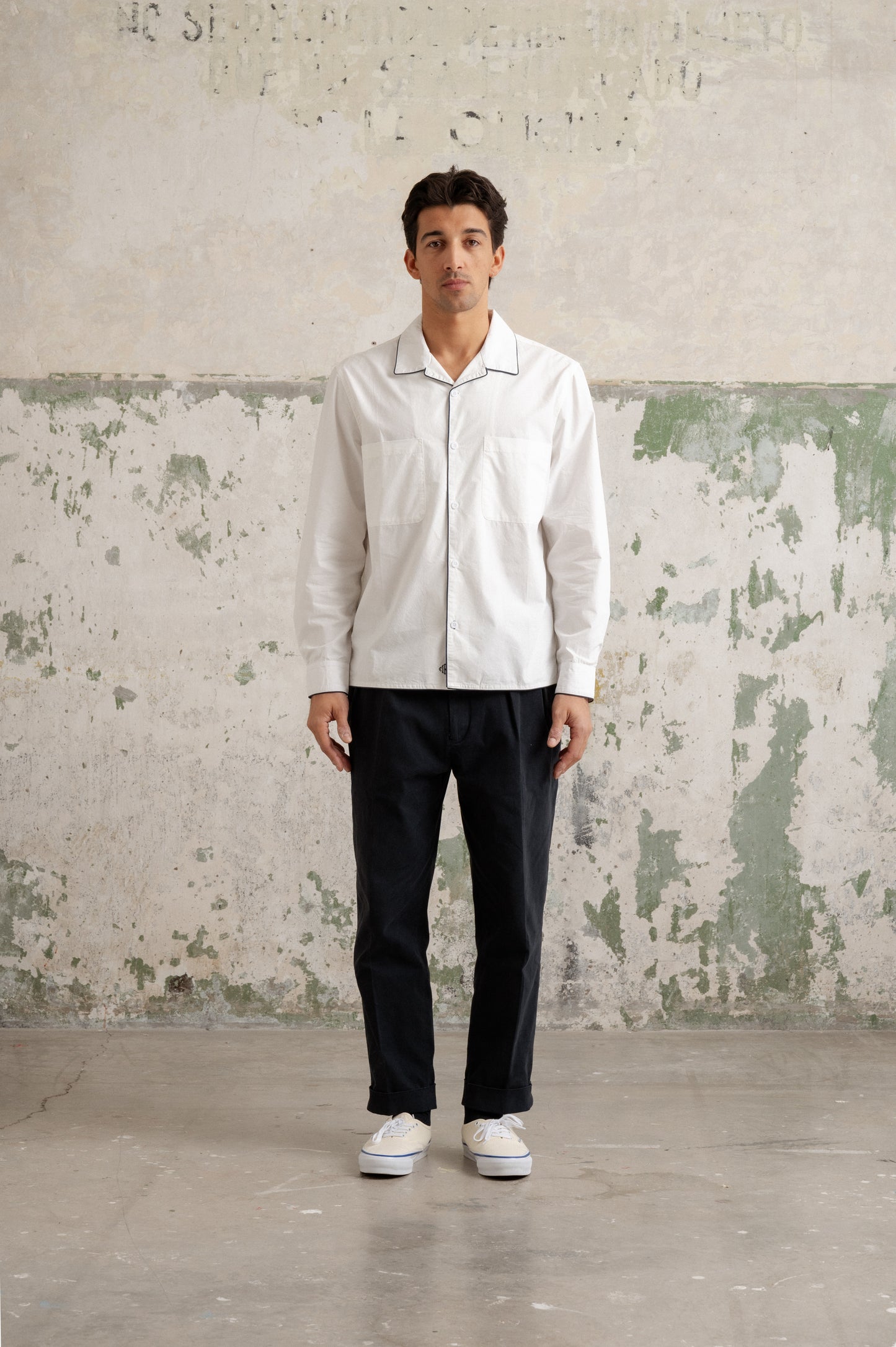 Shirt White Pijama Navy Tape